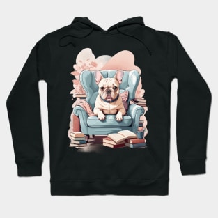 Whimsical French Bulldog Reading Nook Hoodie